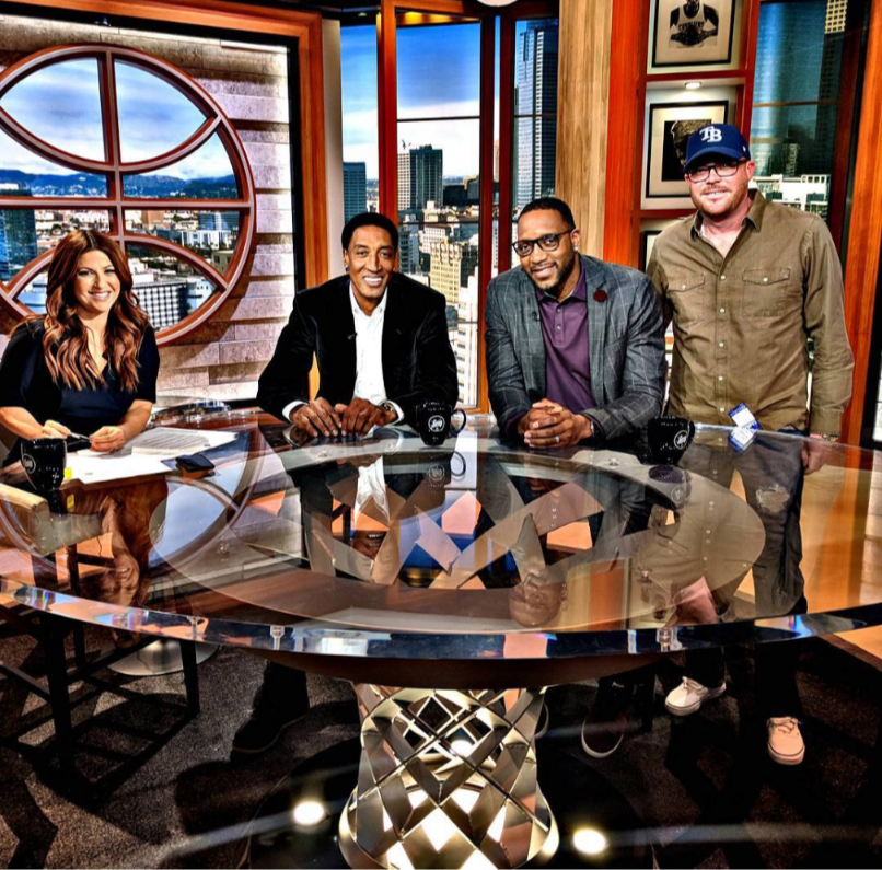 Brad Rogers on a national sports broadcast set