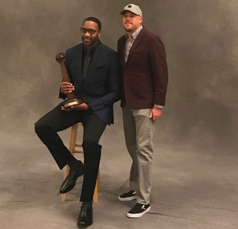 Brad Rogers with Tracy McGrady at a Hall of Fame awards portrait