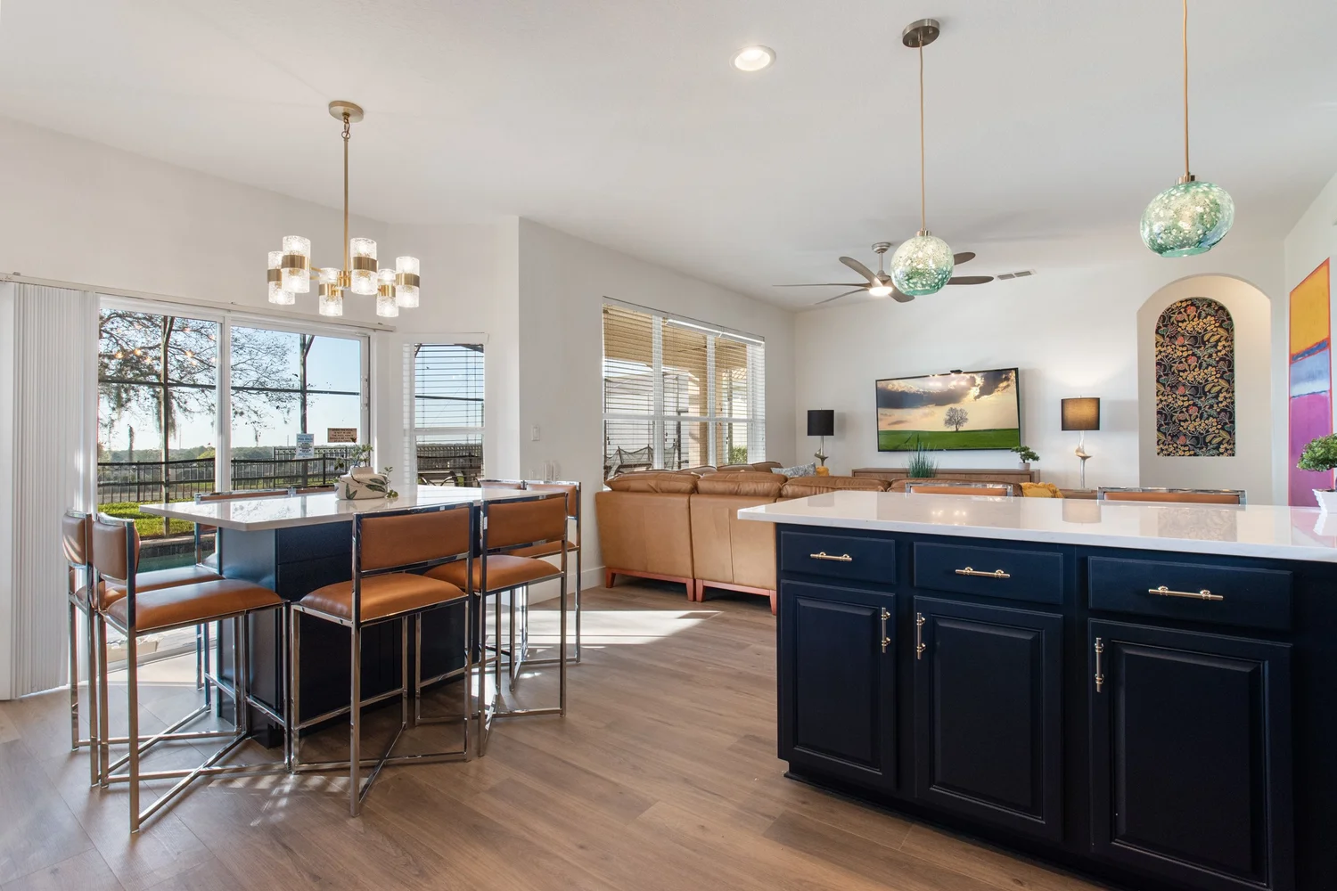 Modern vacation rental kitchen with stylish décor
