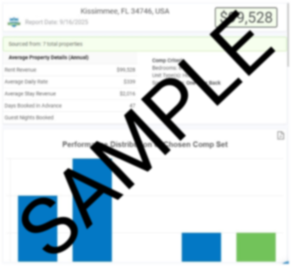 image showing a sample report for income potential of a 6 bedroom vacation home in Storey Lake